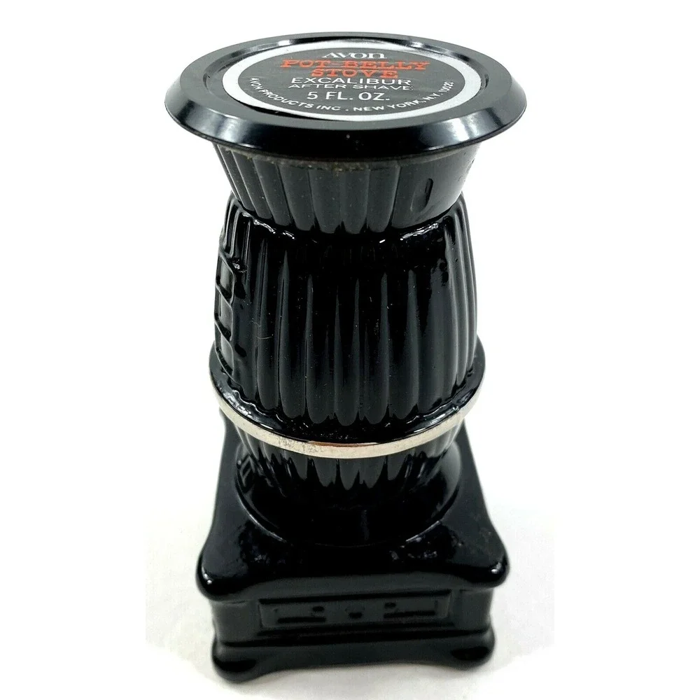 AVON Excalibur After Shave in Decorative 5 oz. Pot-Belly Stove Decanter NOS FULL